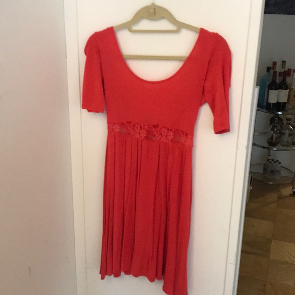 Peach/Orange  Quarter Sleeve Dress